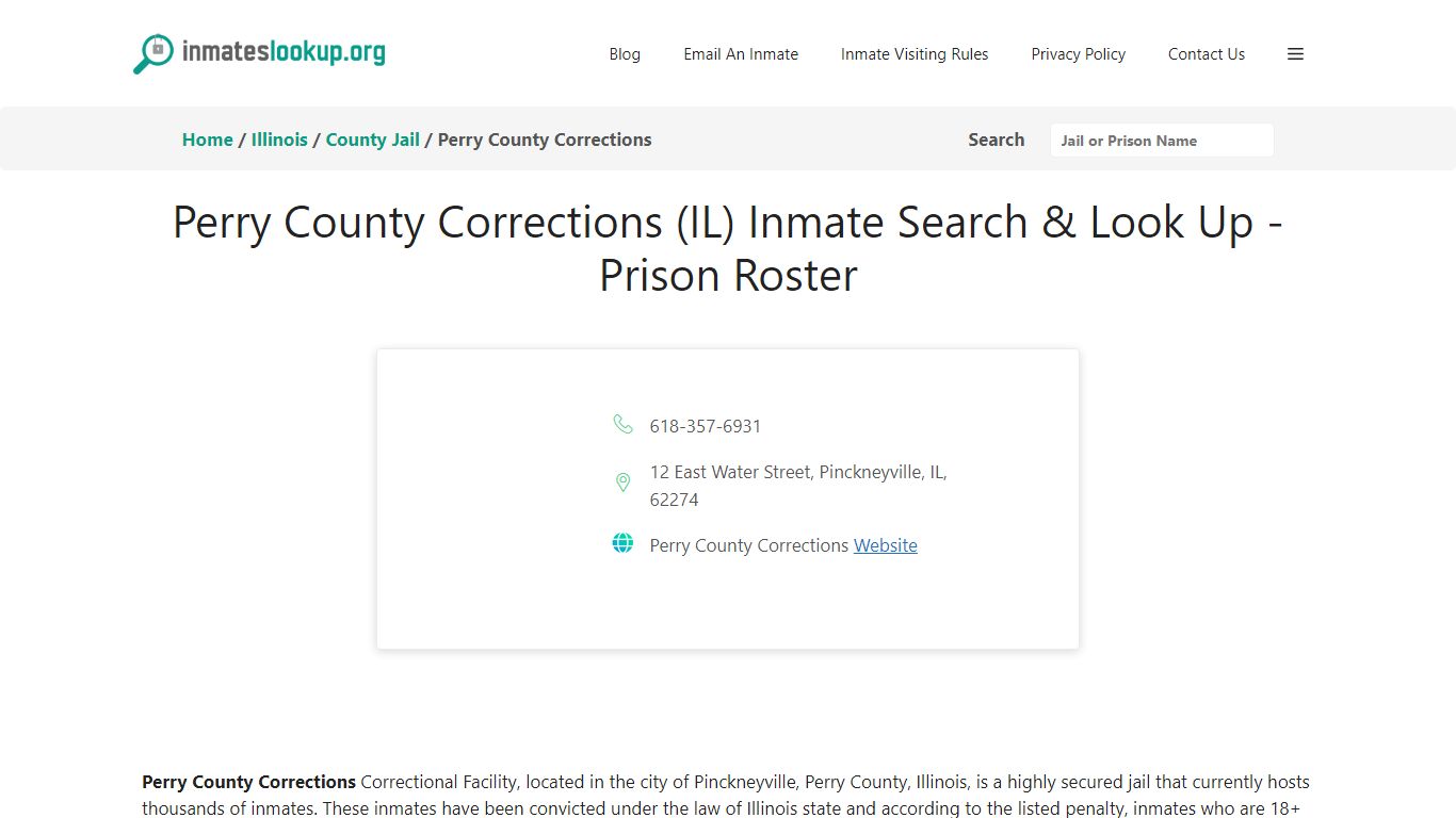 Perry County Corrections (IL) Inmate Search & Look Up - Prison Roster